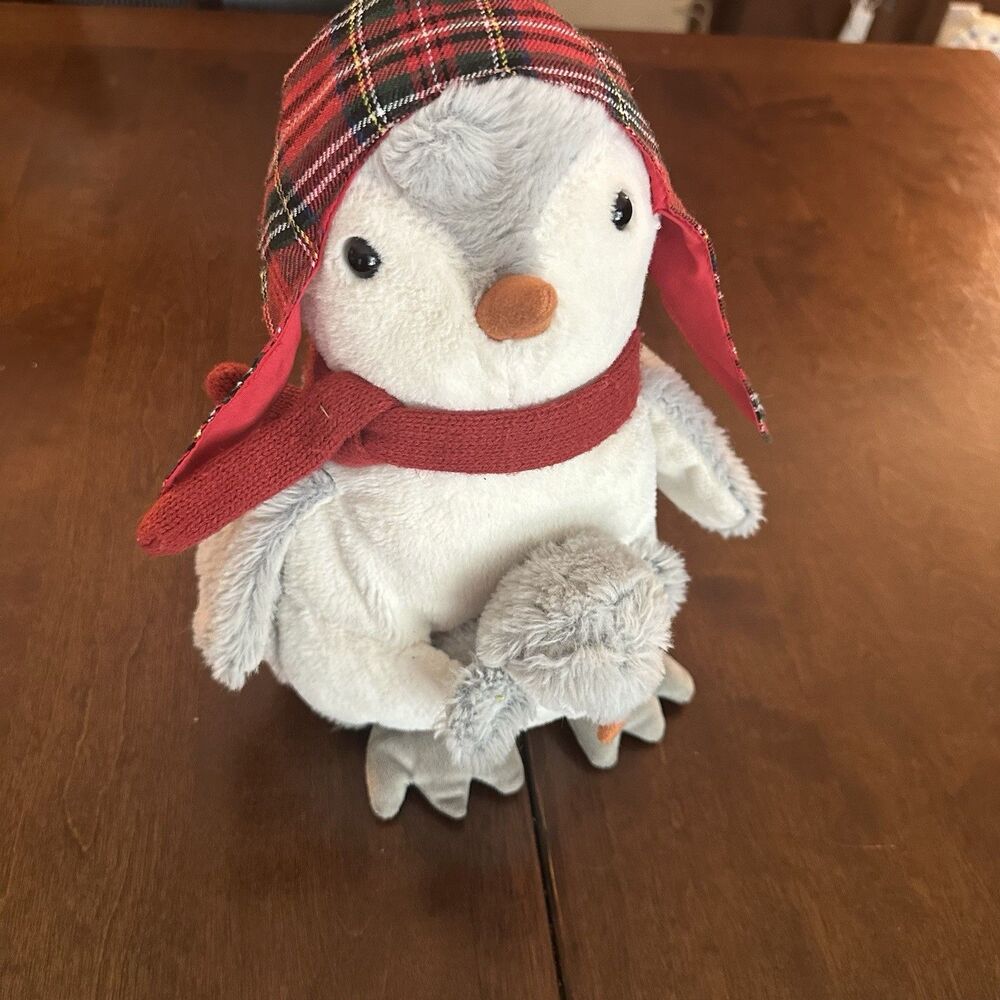 Pier 1 One Imports Penguin W/ Scarf & Hat Plush Baby in Pocket 13"